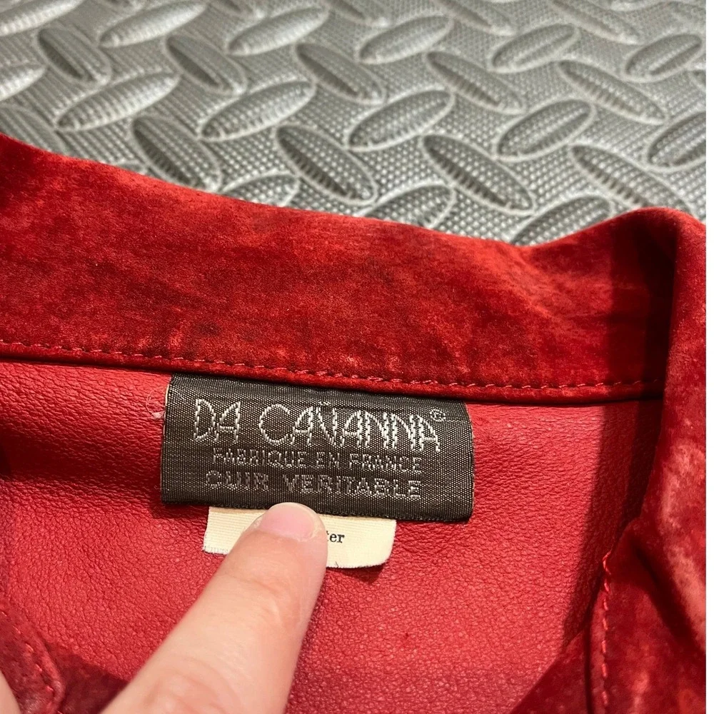 Vintage DA‎ CAVANNA Red Suede Leather Button Up Shirt Jacket Women's Size L